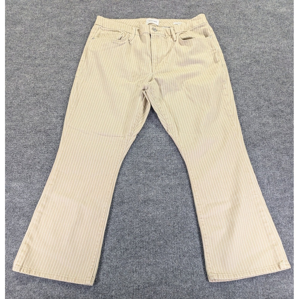 Frame Le Crop Mini Boot Pinstripe Jeans Sand Multi Tan Striped Denim LCMB471P 29